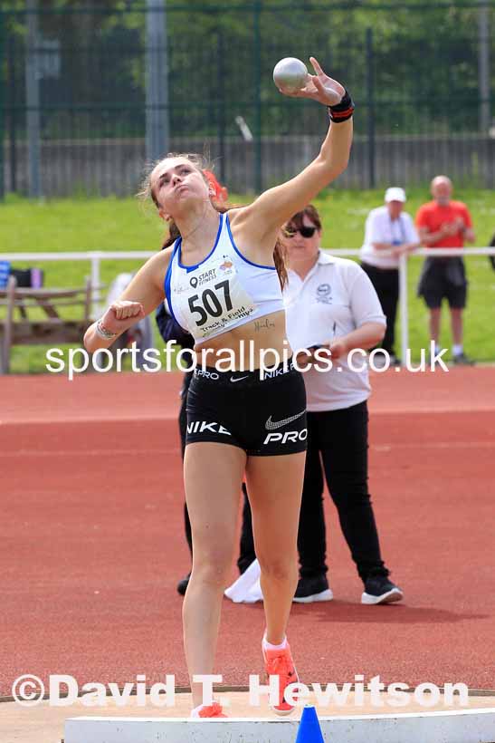 Womens Under-17s Shot Putt, 2023 North Eastern Track and Field Champs., Middlesbrough Sports Village, Middlesbrough. Photo: David T. Hewitson/Sports for All Pics